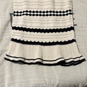 H&M Black and Cream Striped Midi Dress
